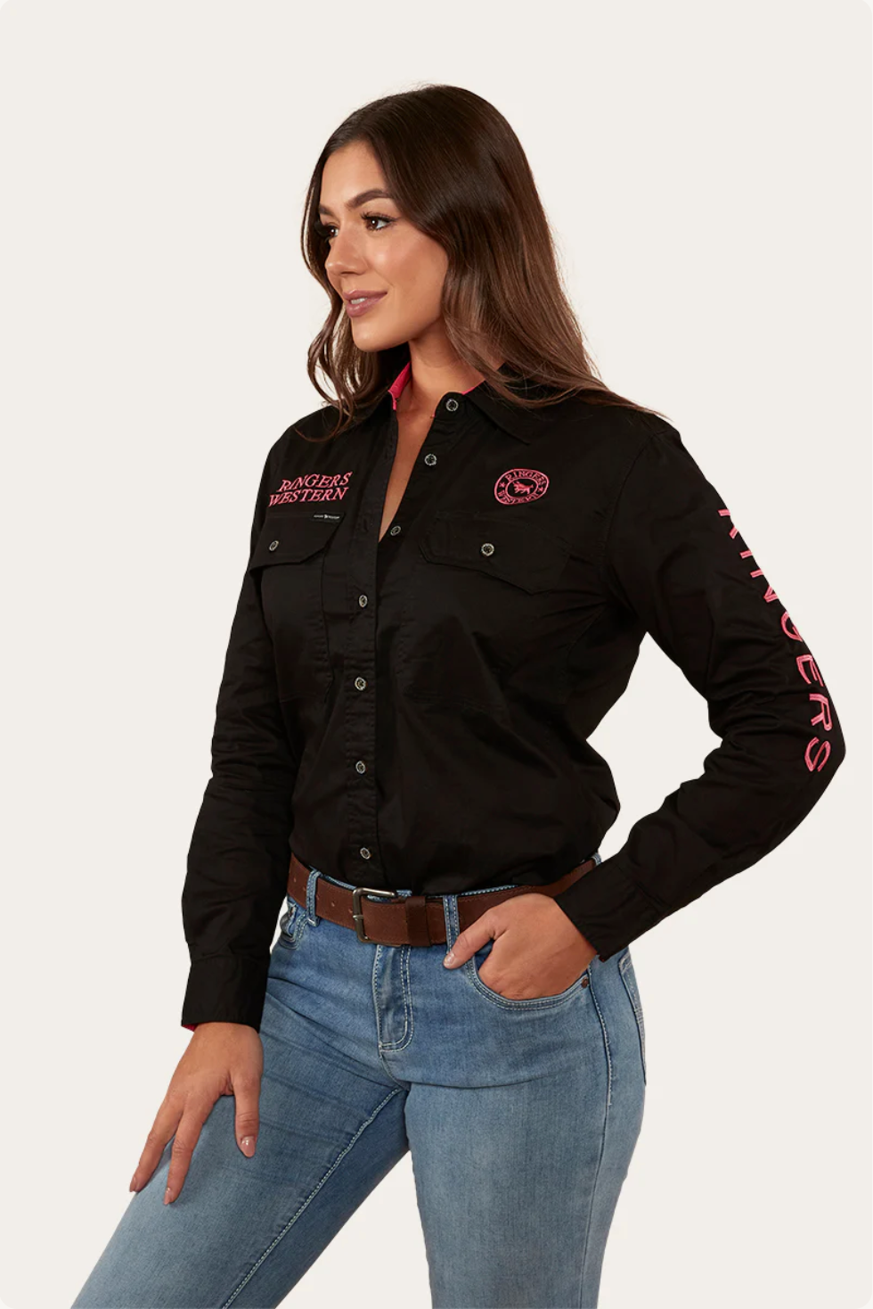 Ringers Western: Woman's Jillaroo Work Shirt - Melon