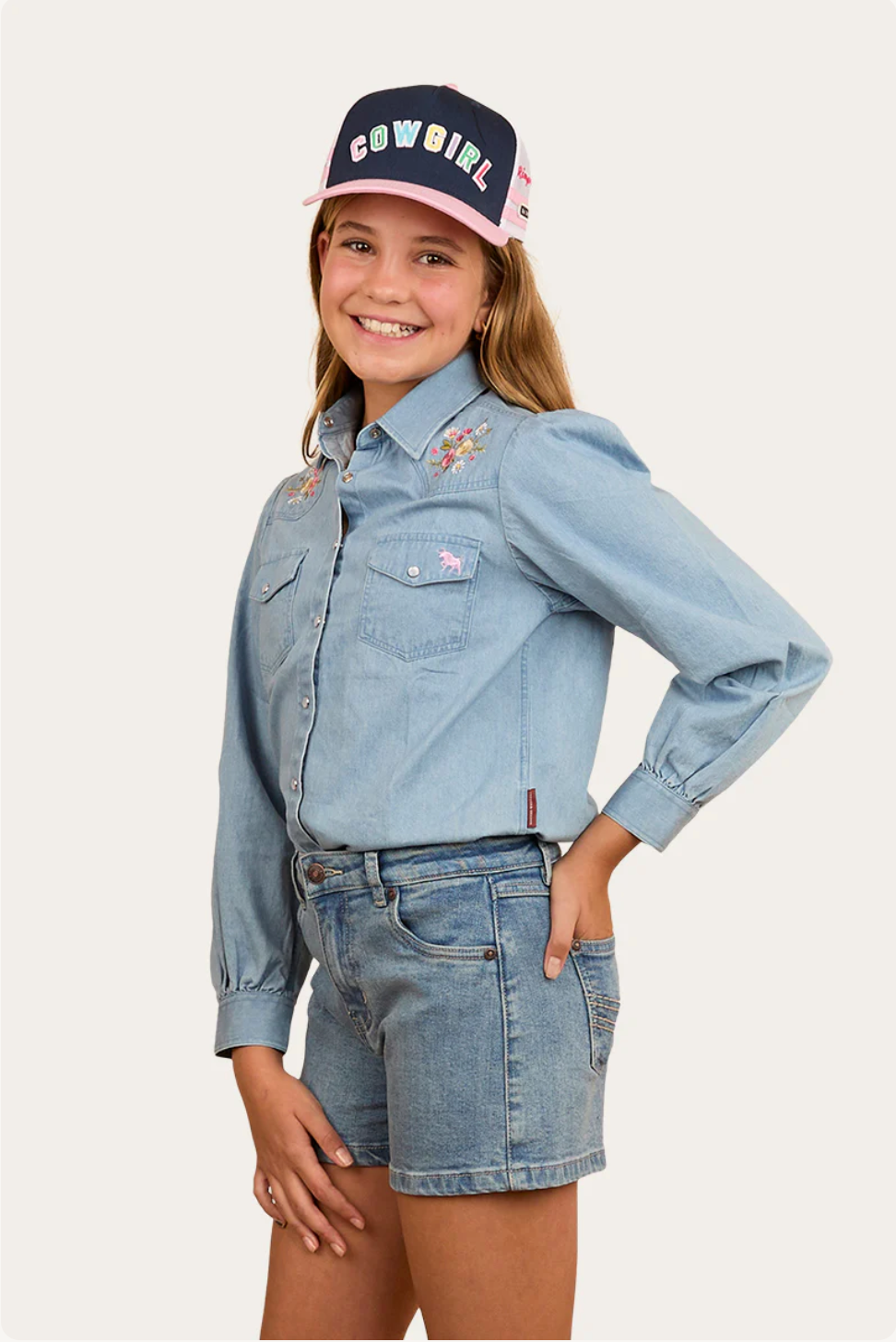 Ringers Western: Dahlia Kids Denim Shirt