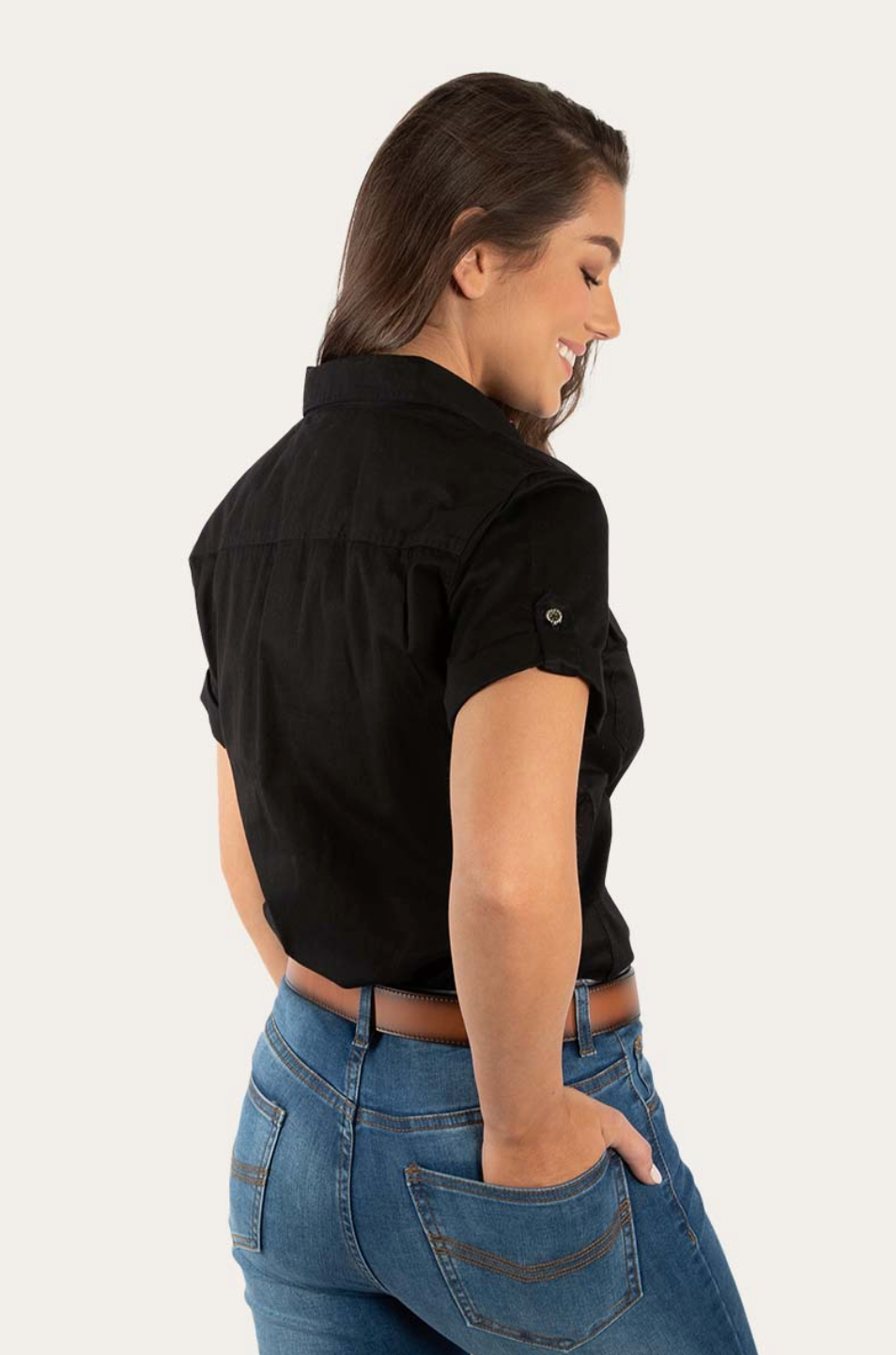 Ringers Western: Jules Short Sleeve Work Shirt - Black