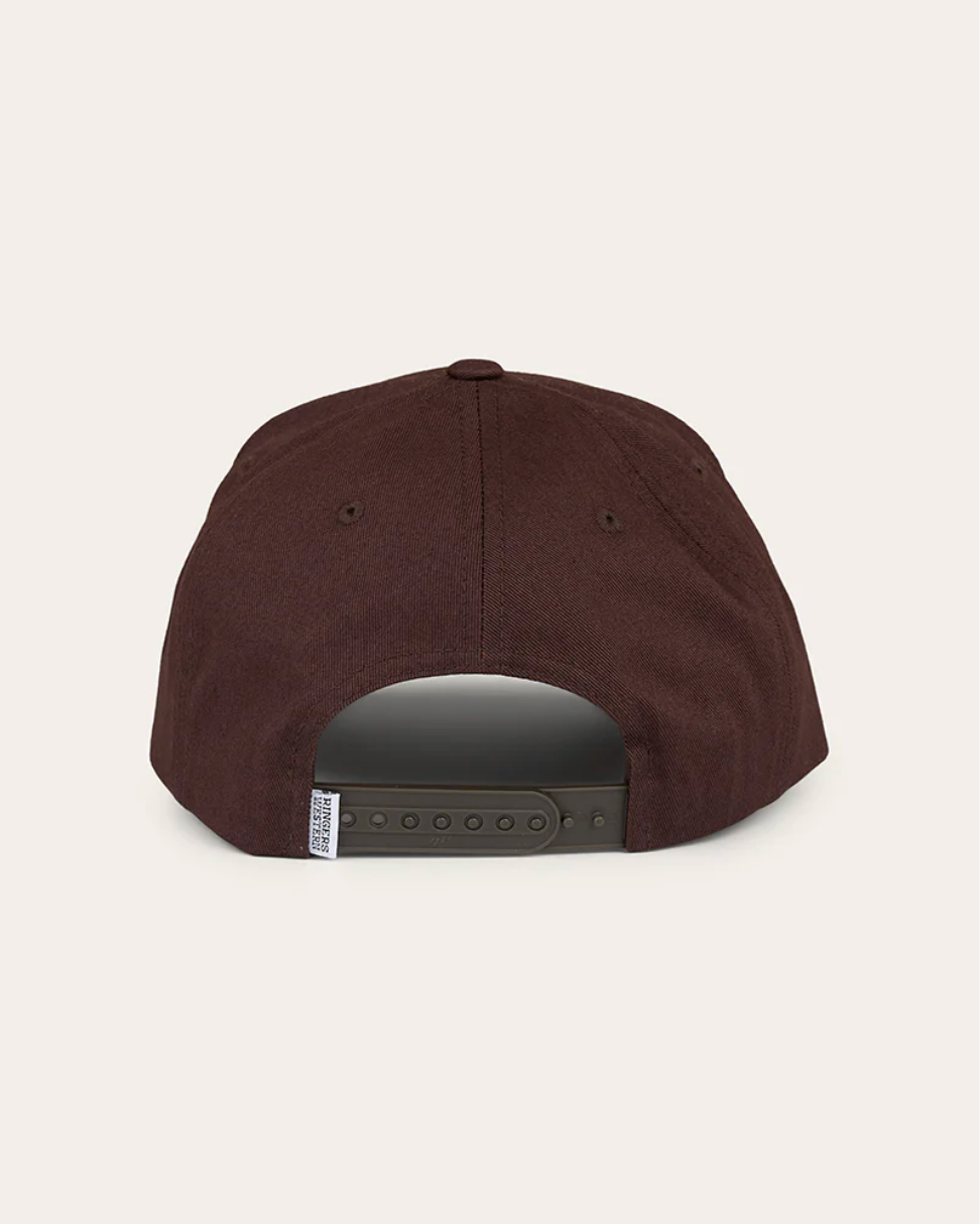 Ringers Western: Baseball Cap in the colour Chocolate with white Embroidery of the signature bull logo - Texas Western New Zealand