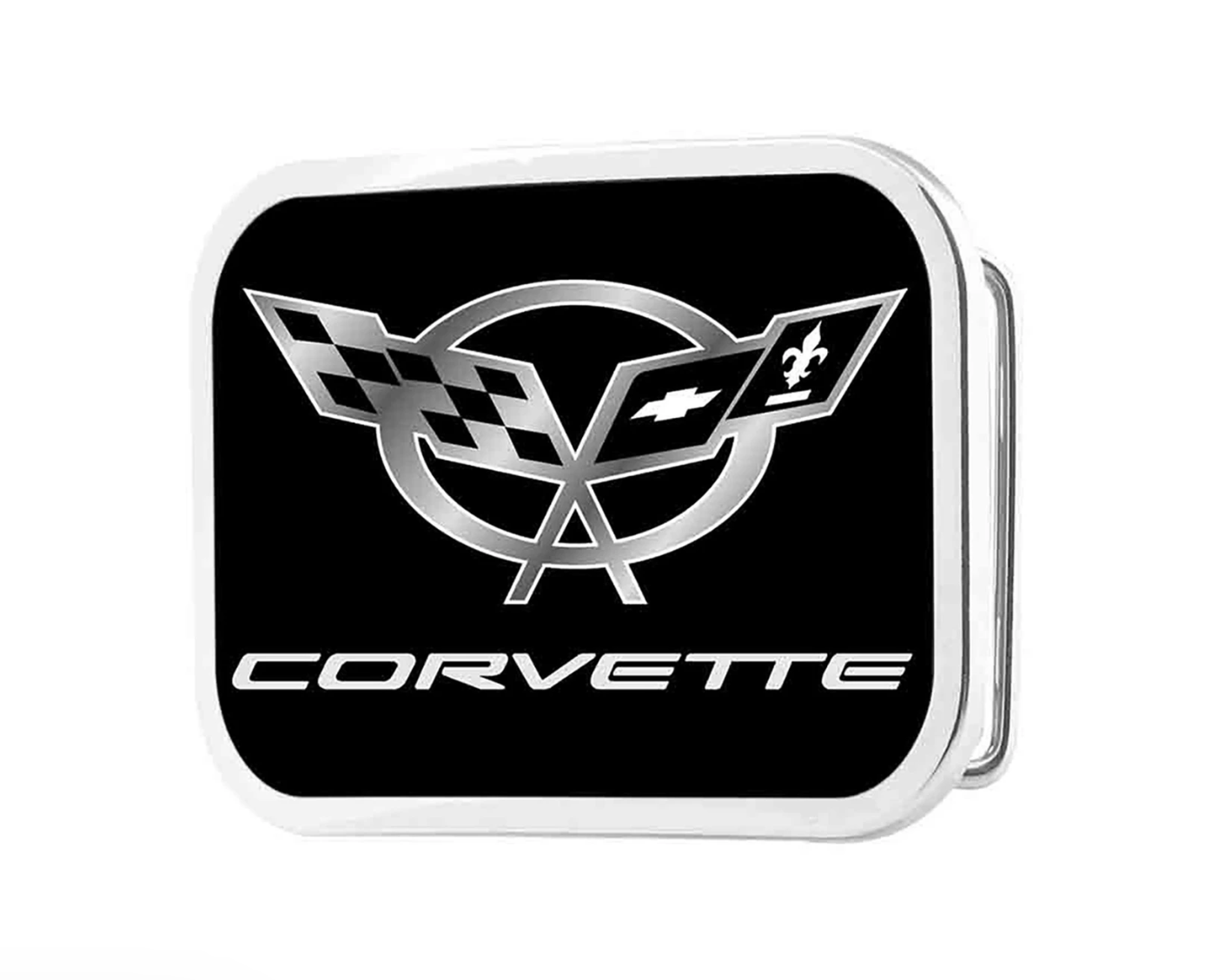 Western Express: Brushed Silver Belt Buckle with the Corvette Logo - Texas Western New Zealand