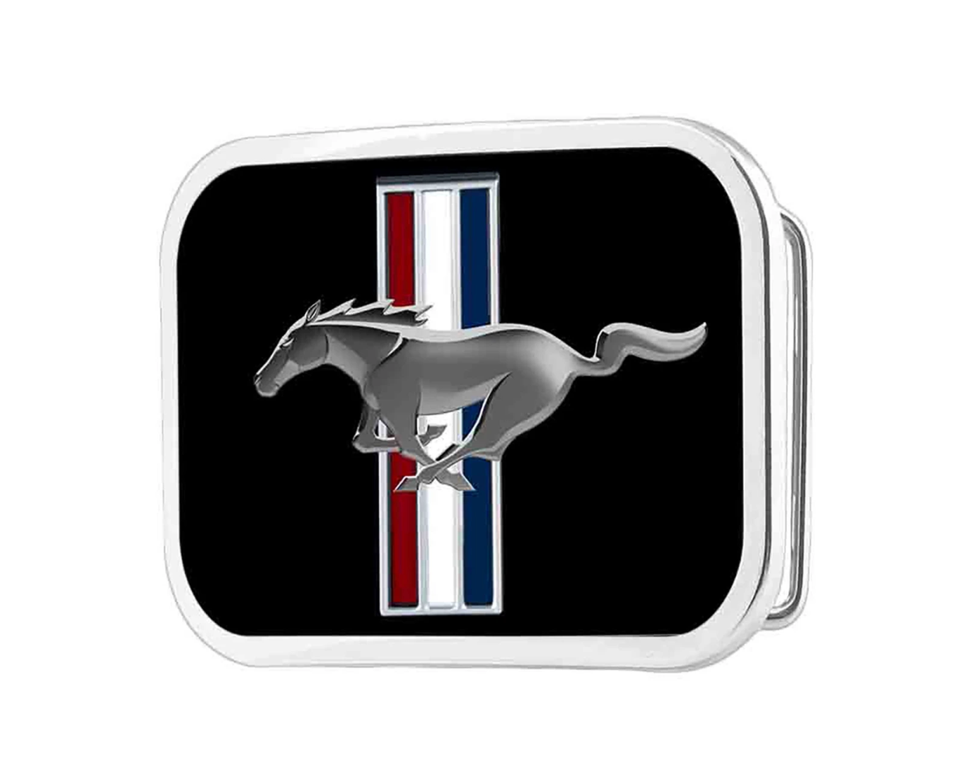 Western Express: Brushed Silver Belt Buckle with the Ford Mustang Logo - Texas Western New Zealand