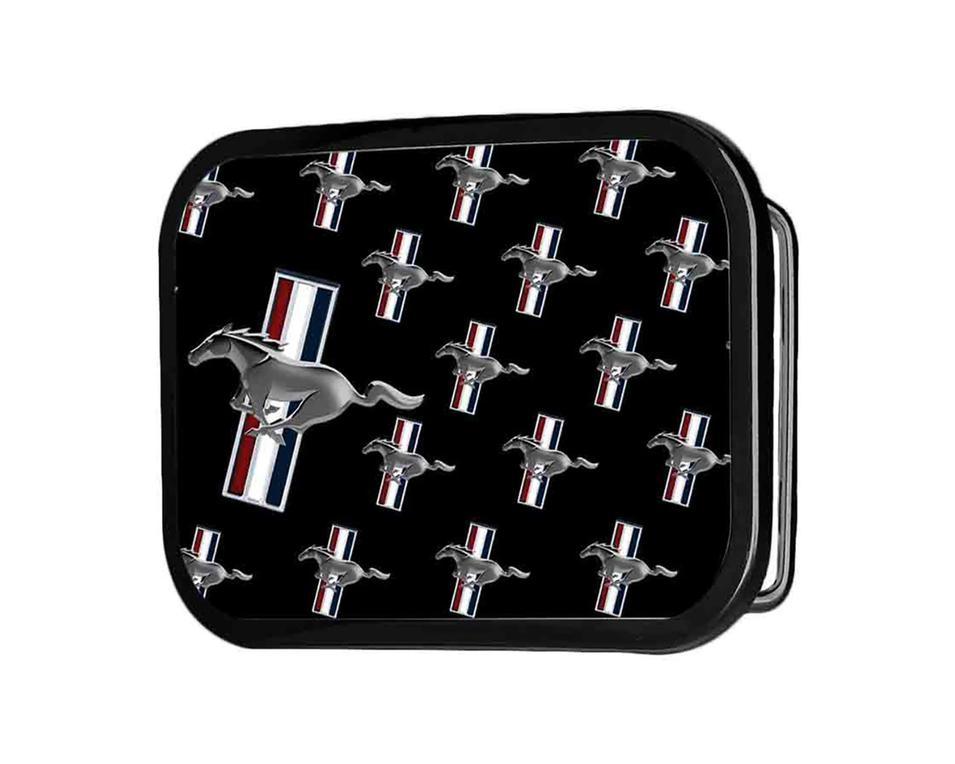 Western Express: Brushed Silver Ford Mustang Black Belt Buckle - Texas Western New Zealand