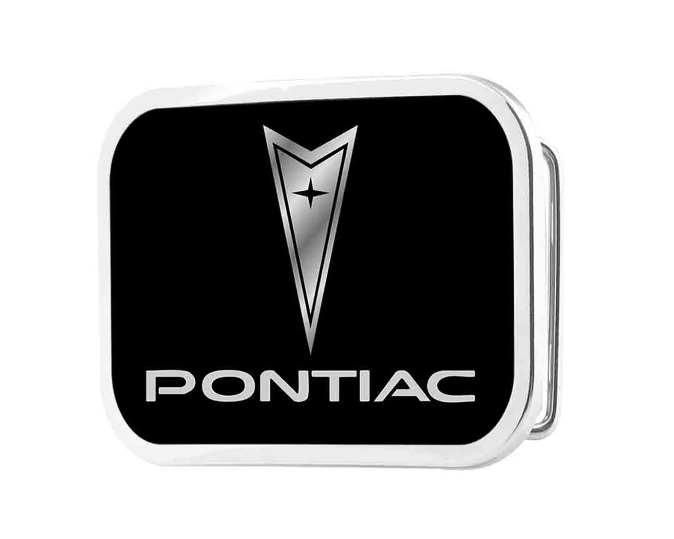 Western Express: Brushed Silver Belt Buckle with Pontiac logo in black and silver - Texas Western New Zealand