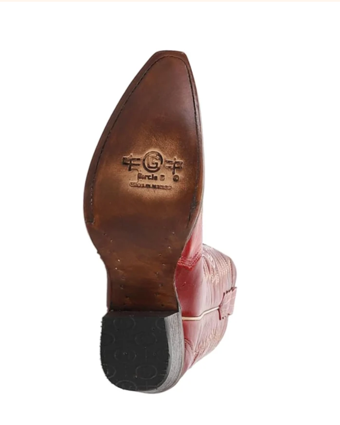 Circle G: Woman's Leather Snip Toe Cowboy Boots in Red with white western stitching and embroidery - Texas Western New Zealand