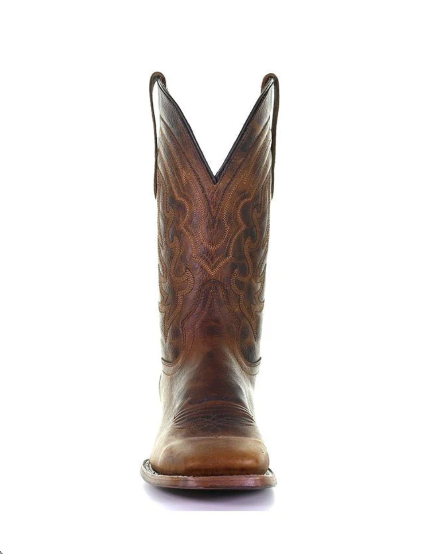 Circle G: Mens Square Toe Leather Cowboy Boots in Brown with Western stitching - Texas Western New Zealand