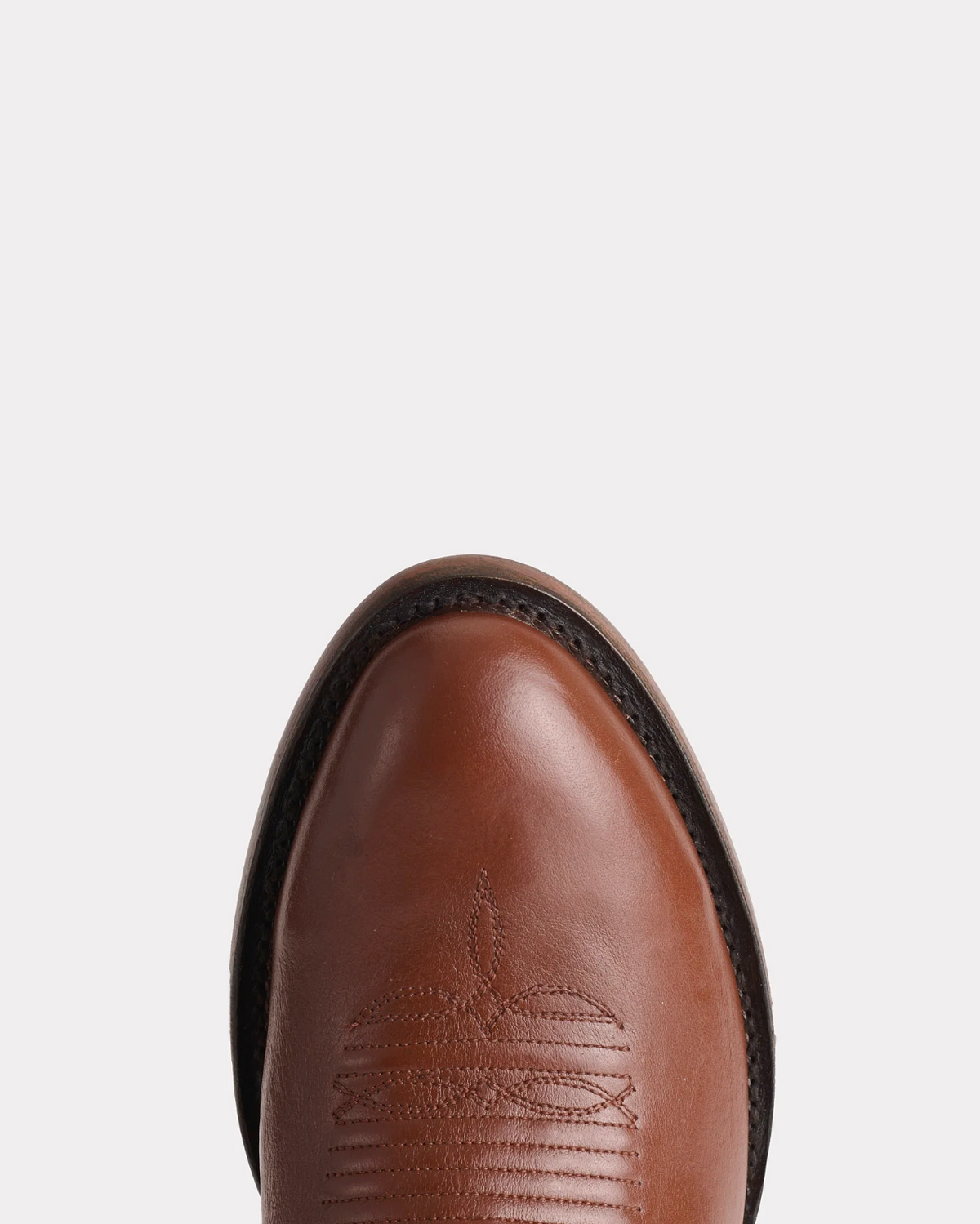 Lucchese: "Baker" Mens Leather Cowhide Cowboy Boot with detailed stitch pattern and a black stacked-leather heel in Brown - Texas Western Apparel New Zealand