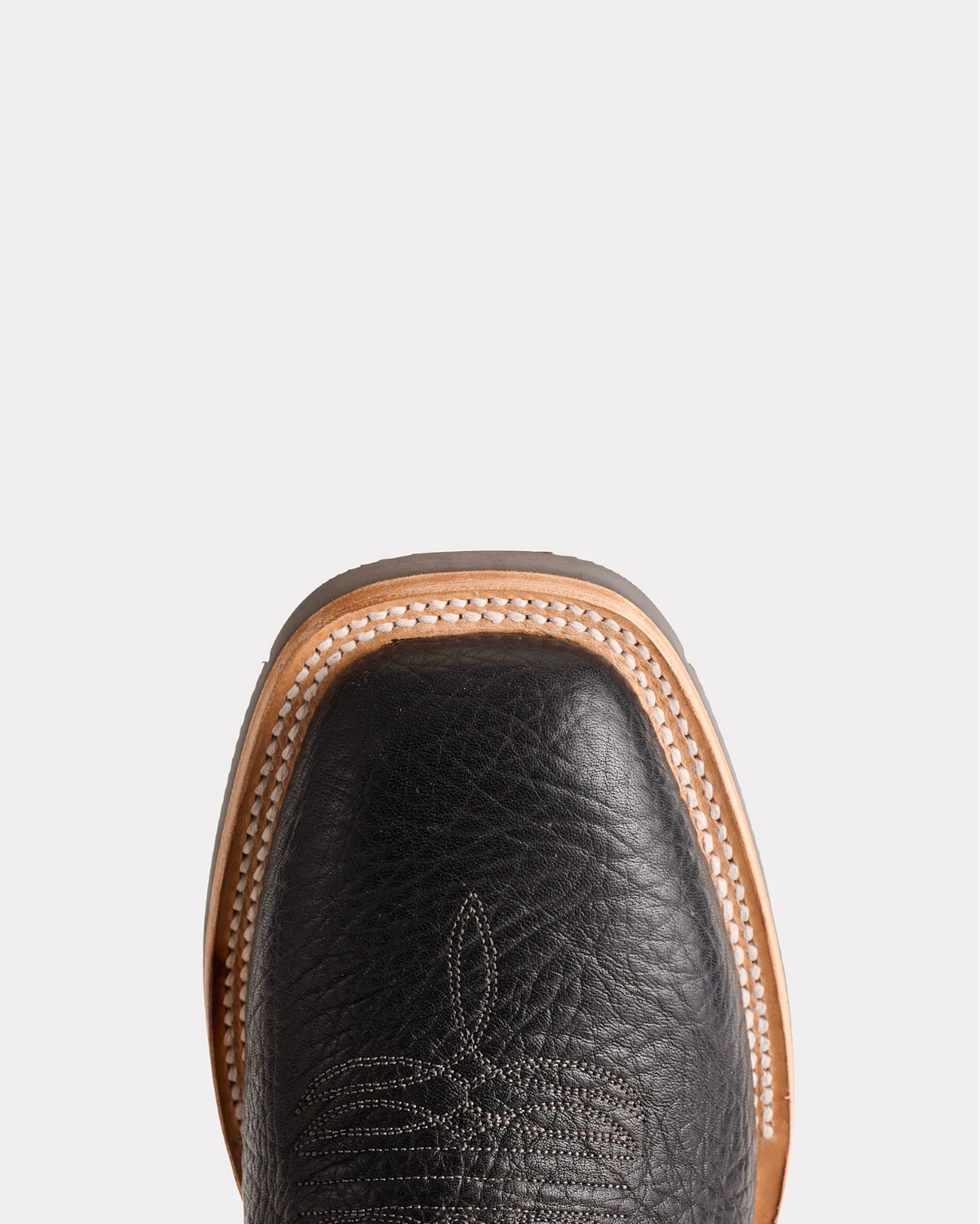 Lucchese: Mens Square Toe Leather Cowboy Boots in Black/Charcoal with western stitching on the shaft and rubber soles - Texas Western New Zealand