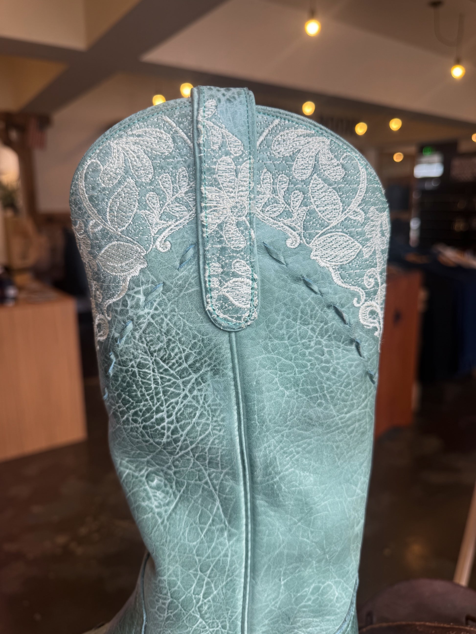 Lane Boots: Jeni Lace Leather Snip Toe Cowboy Boots in teal - Texas Western Apparel New Zealand