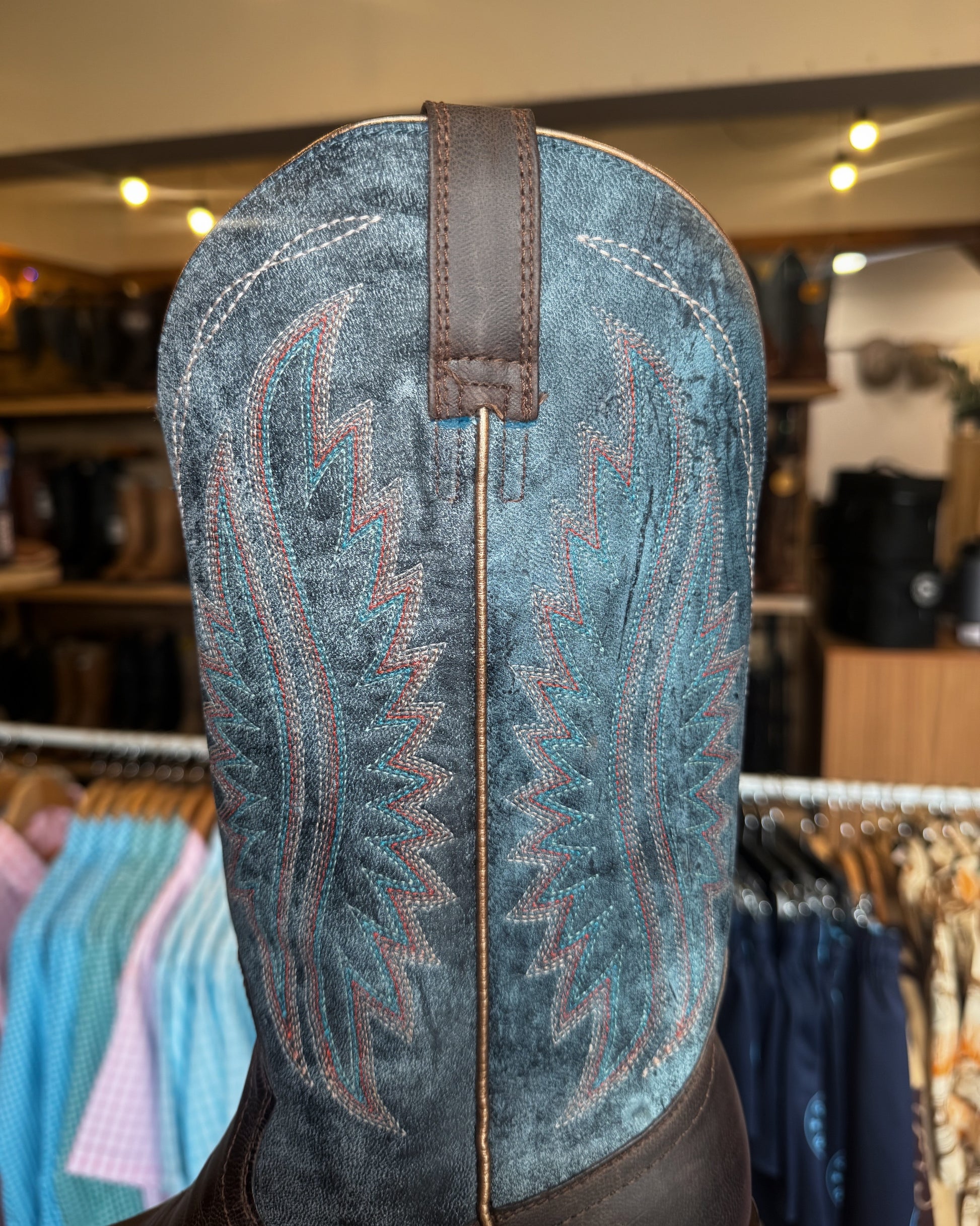 Ariat: Woman's Leather Cowboy Boots in Brown and Blue - Texas Western Apparel New Zealand