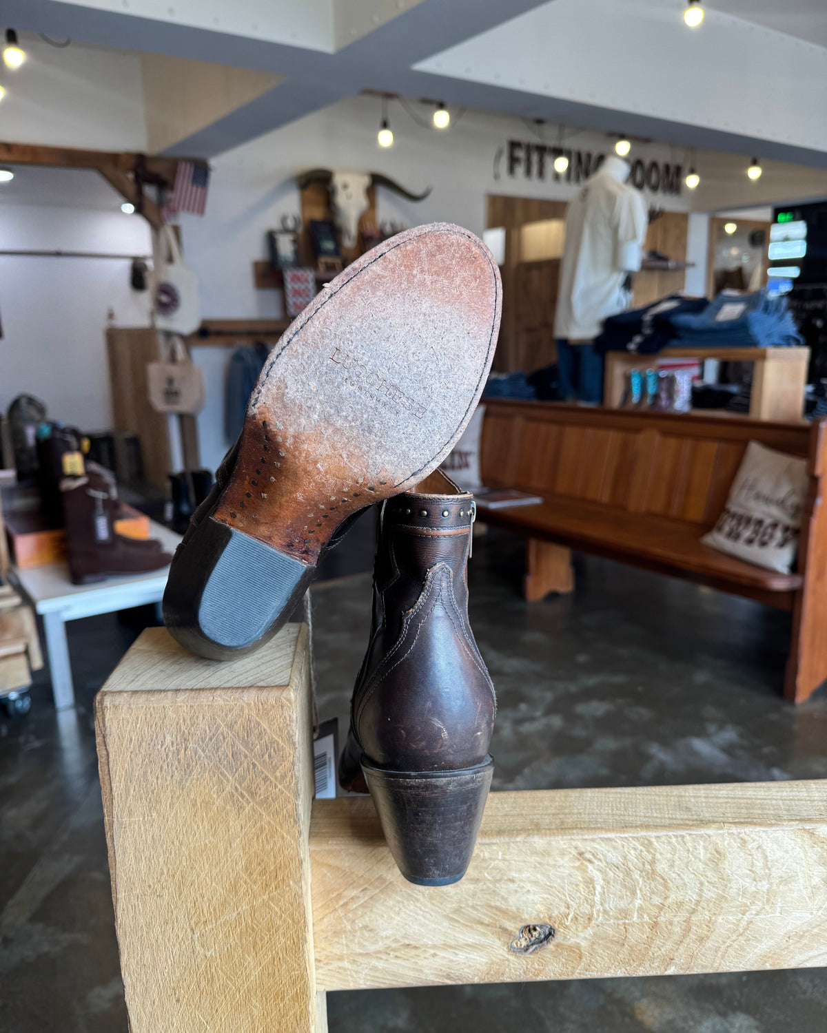 PRE LOVED - Lucchese Maple Cord Studded Bootie