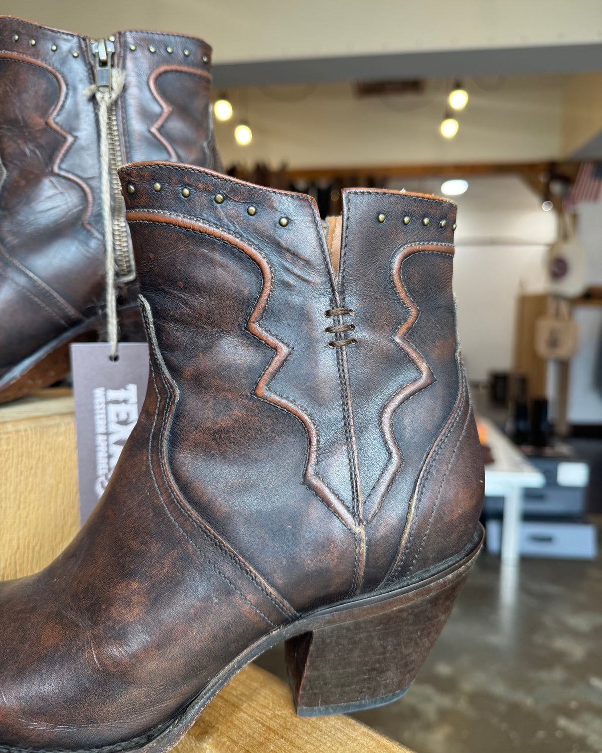 PRE LOVED - Lucchese Maple Cord Studded Bootie