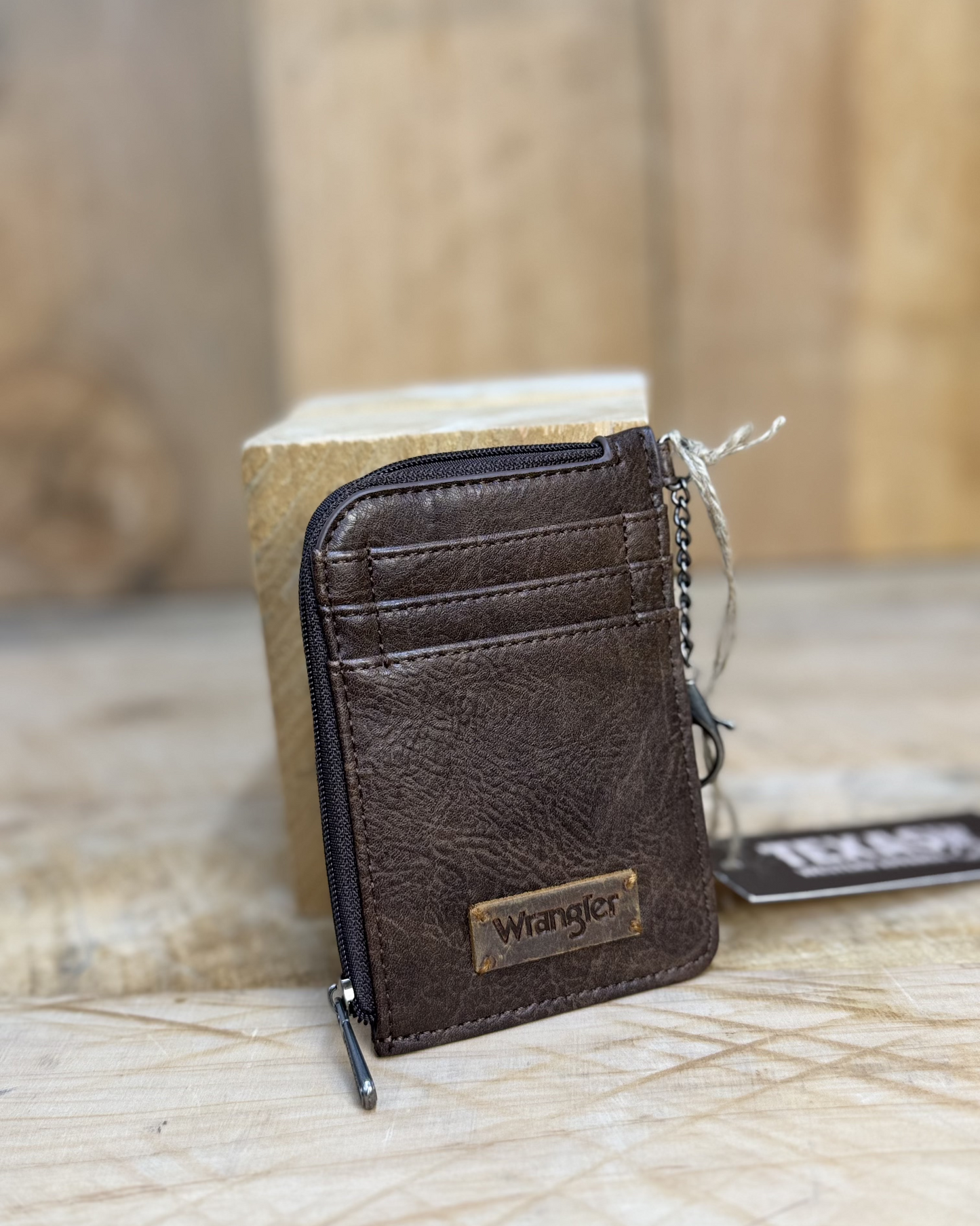 Wrangler Mini Zip Card Case - COFFEE