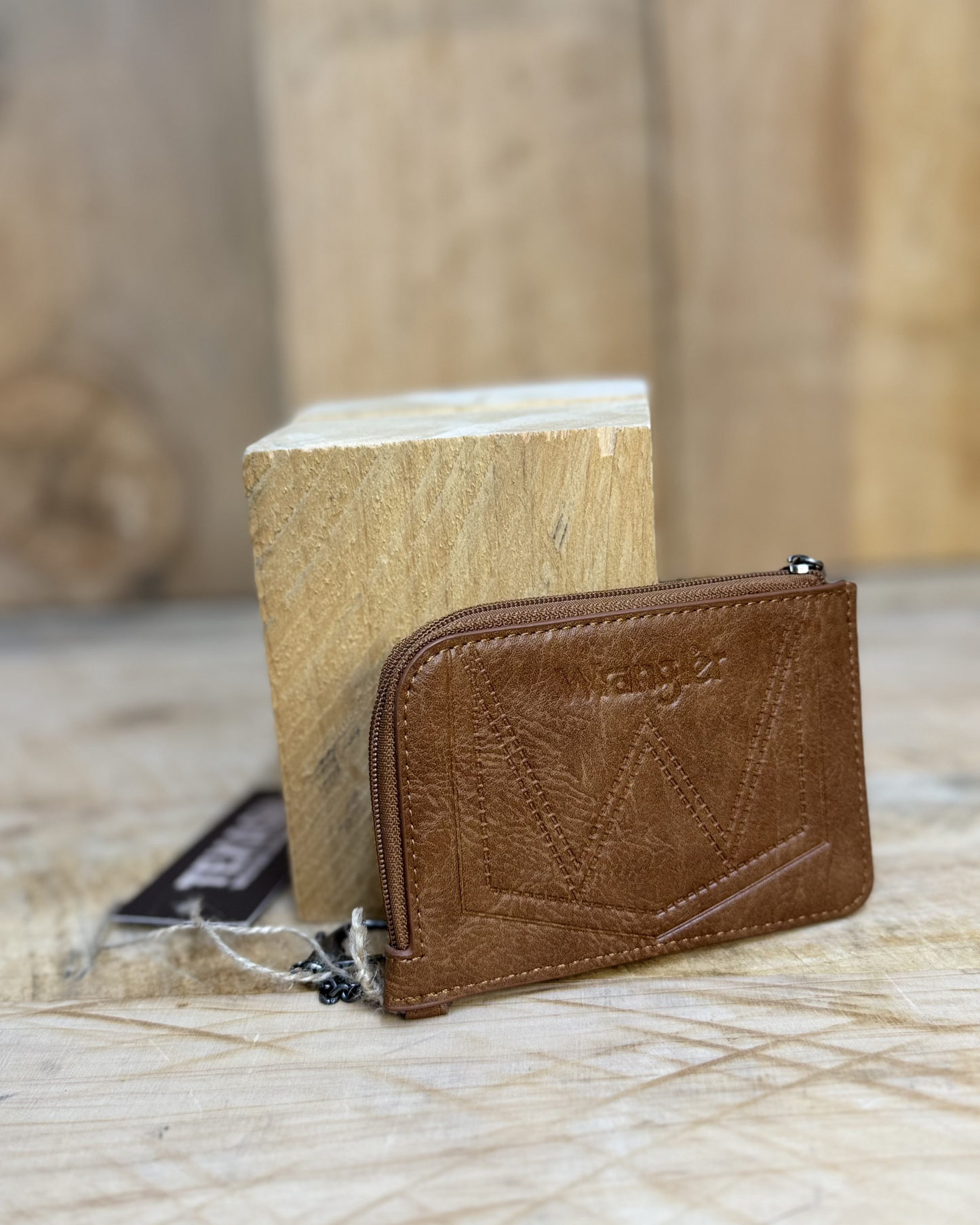 Wrangler Mini Zip Card Case - BROWN