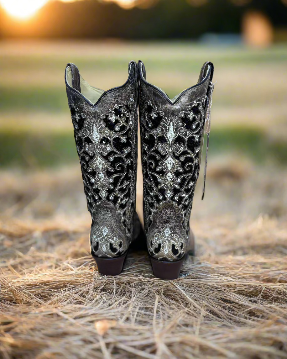 Corral: Ladies Glittery Brown Flowers