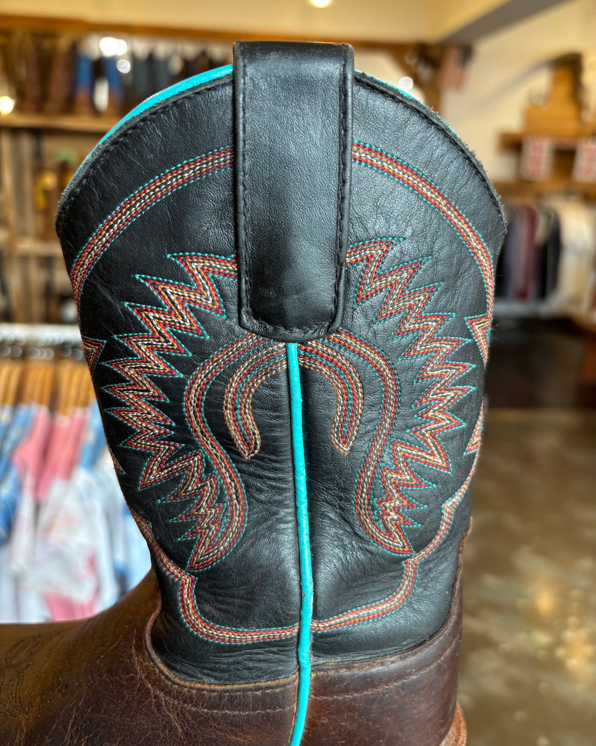 Horsepower: Kids leather cowboy boots in brown and black with western stitching - Texas Western Apparel New Zealand