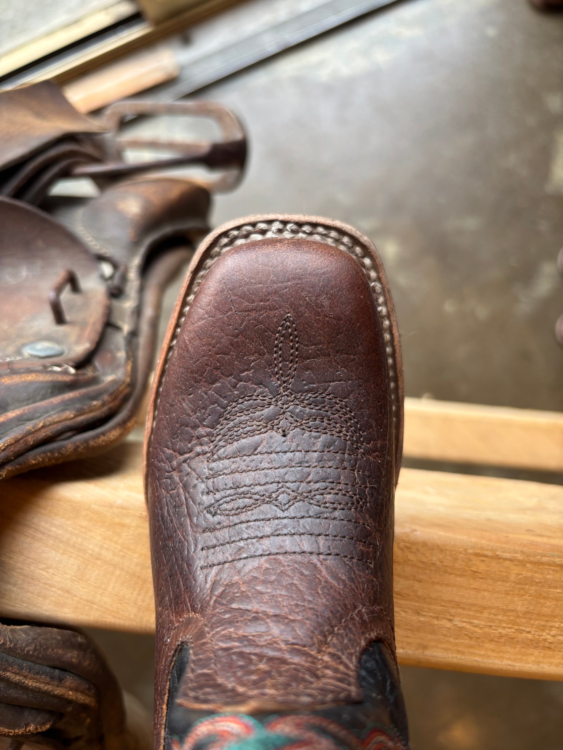 Horsepower: Kids leather cowboy boots in brown and black with western stitching - Texas Western Apparel New Zealand