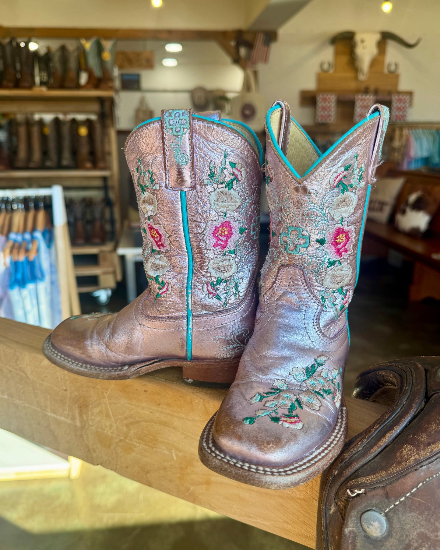  Kids Macie Bean Leather Cowboy Boots -Texas Western New Zealand