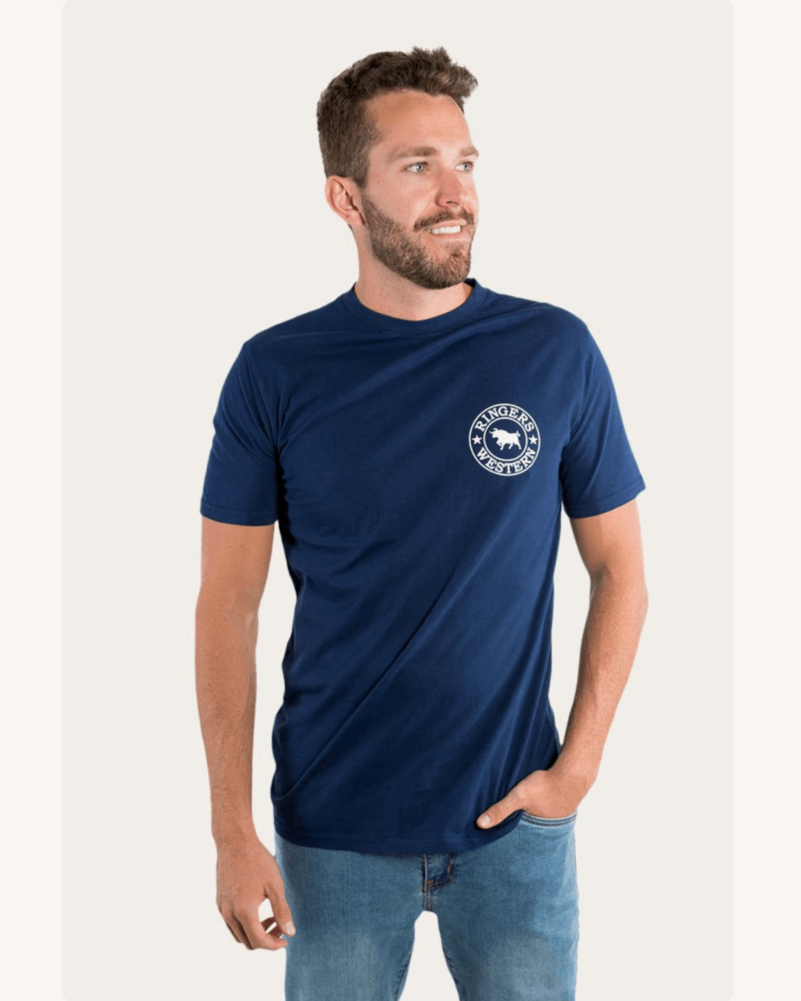 Ringers Western: Mens Signature Bull Tee - NAVY