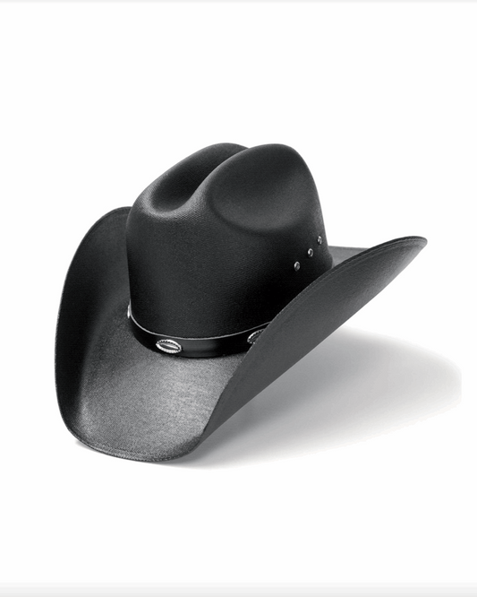 Black Straw Western Cattleman Hat w Silver Conchos