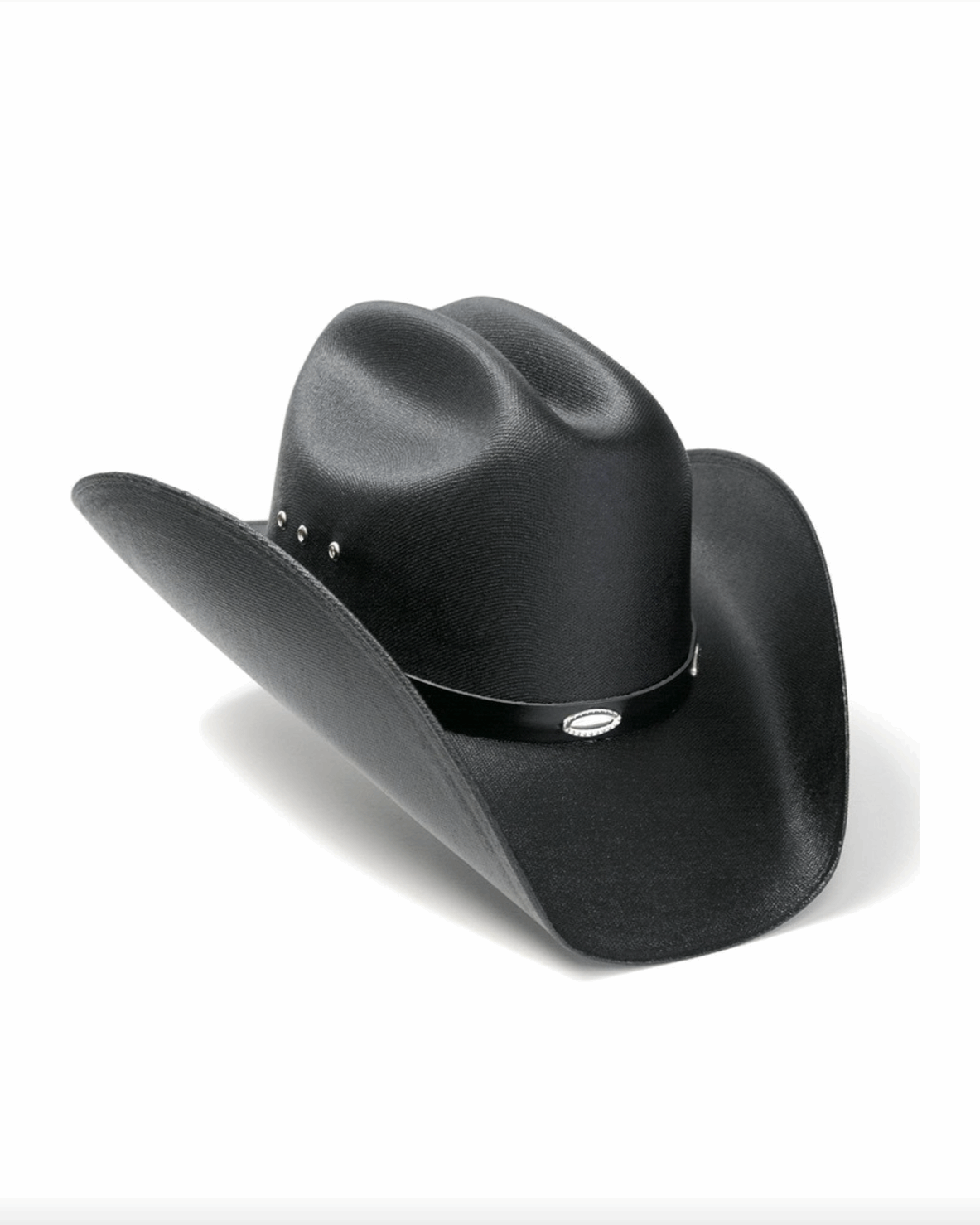 Black Straw Western Cattleman Hat w Silver Conchos