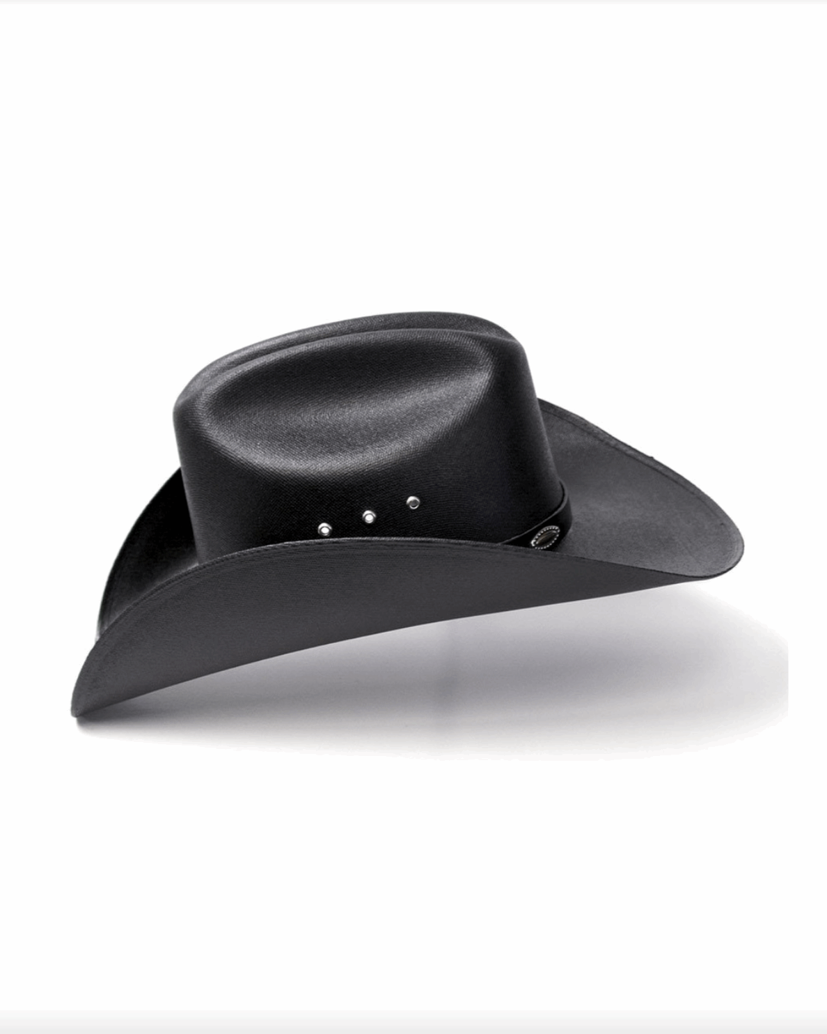 Black Straw Western Cattleman Hat w Silver Conchos