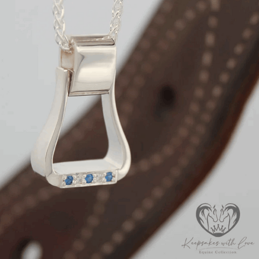 KWL: Sterling Silver Western Ox Bow Stirrup with Cubic Zirconia Pendant - P216