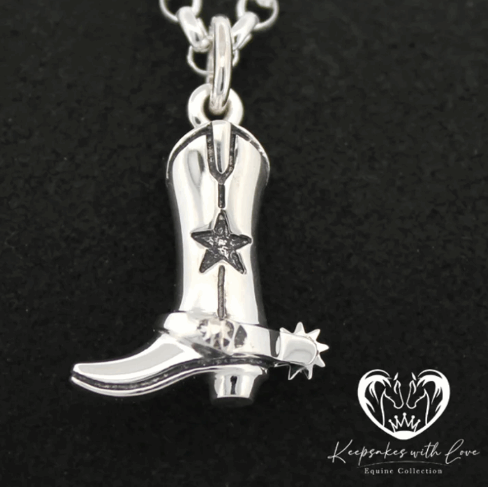 KWL: Sterling Silver Western Star Boot with Spur Pendant - P363