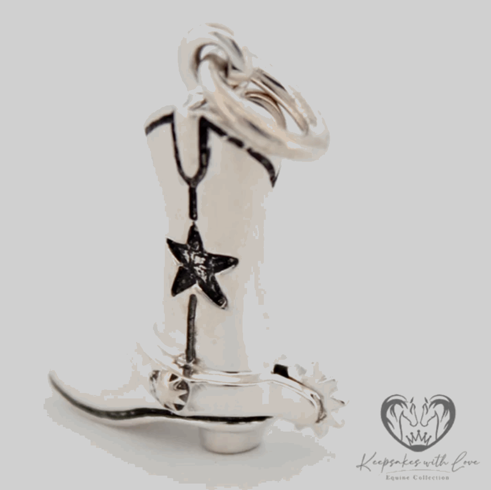 KWL: Sterling Silver Western Star Boot with Spur Pendant - P363