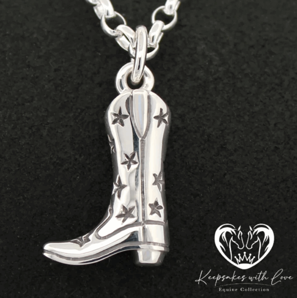 KWL: Sterling Silver Western Star Boot Pendant - P362