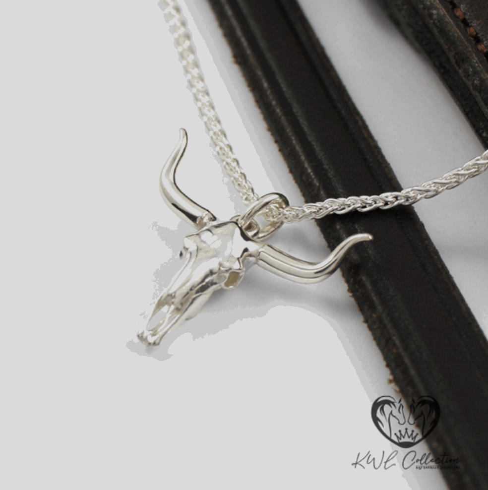 KWL: Sterling Silver LongHorn Cow Skull pendant - P408