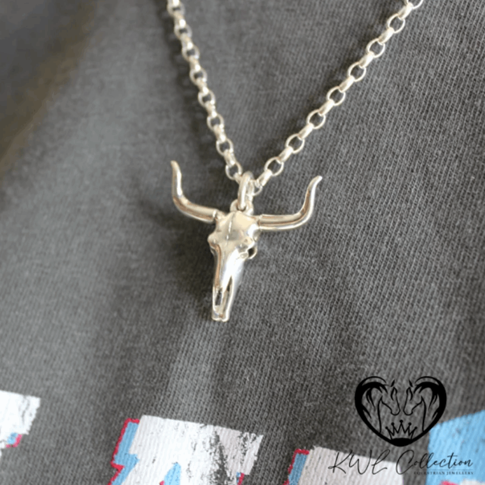 KWL: Sterling Silver LongHorn Cow Skull pendant - P408