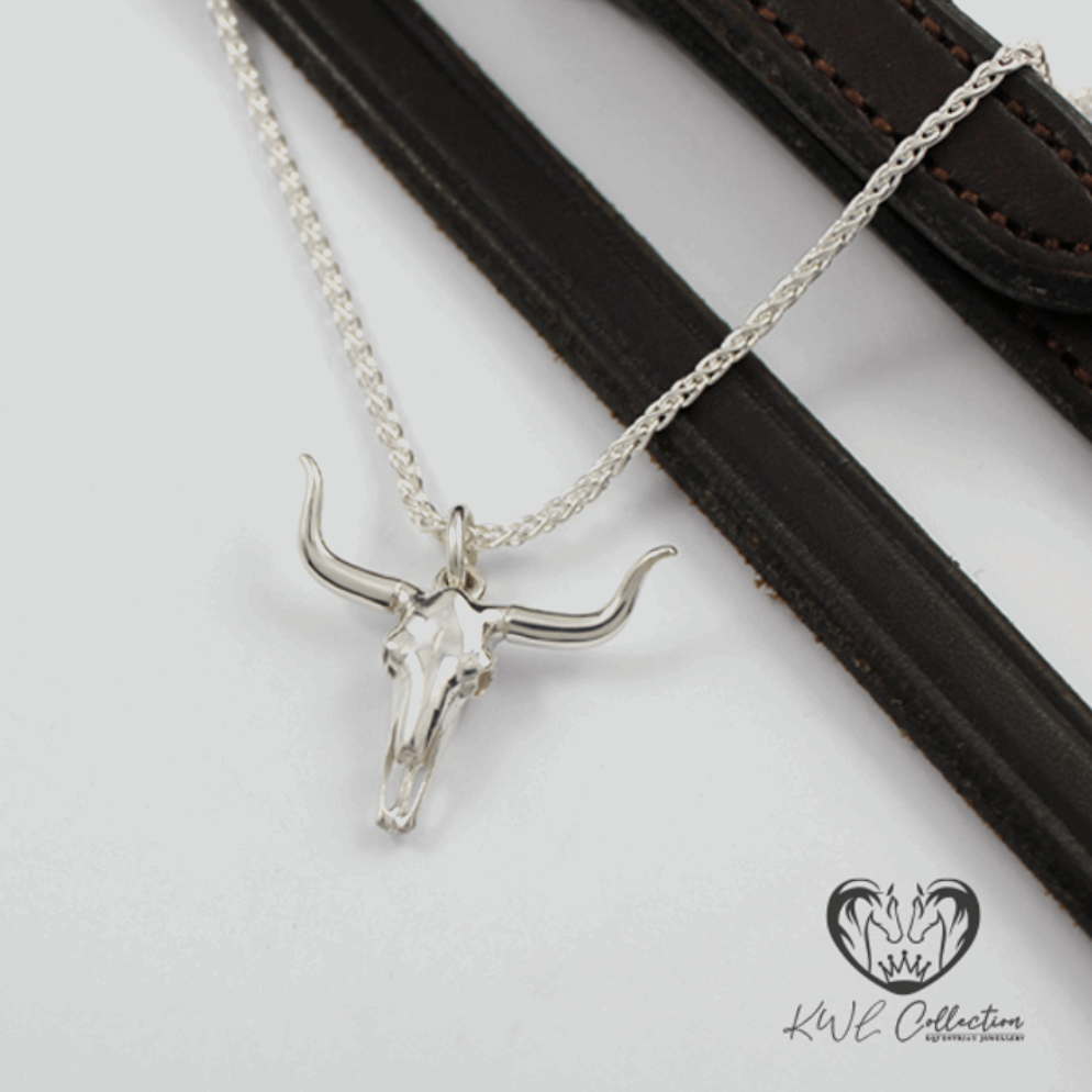 KWL: Sterling Silver LongHorn Cow Skull pendant - P408