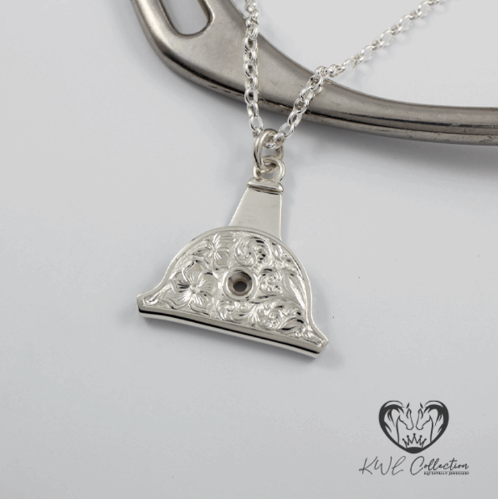 KWL: Sterling Silver Hand Engraved Large Dog Whistle pendant - P411