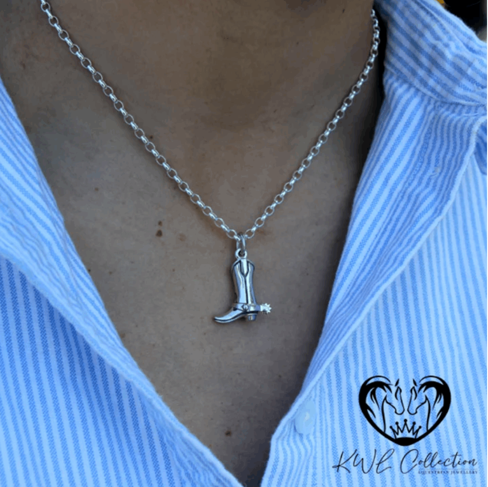 KWL: Sterling Silver Western Boot with Spur Pendant - P343