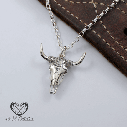 KWL: Sterling Silver LongHorn Cow Skull pendant - P417