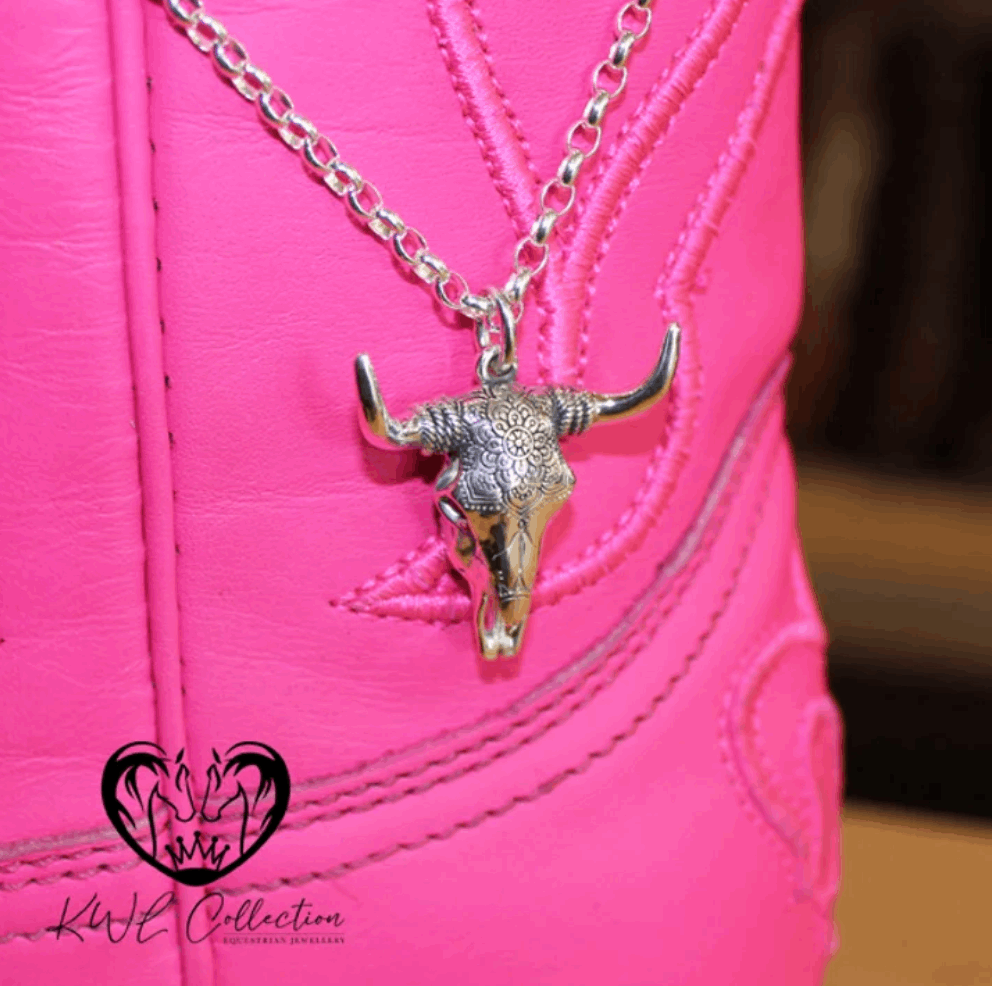 KWL: Sterling Silver LongHorn Cow Skull pendant - P417