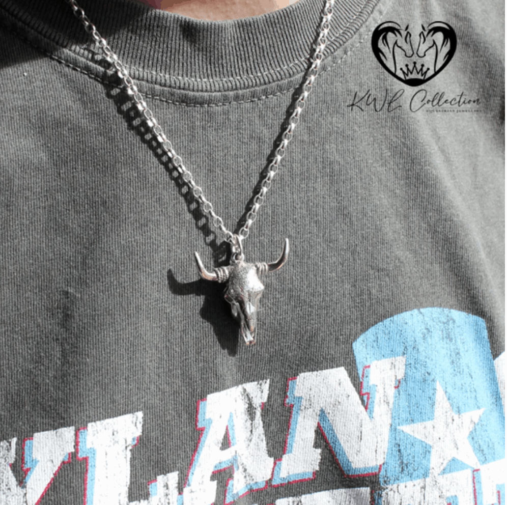 KWL: Sterling Silver LongHorn Cow Skull pendant - P417