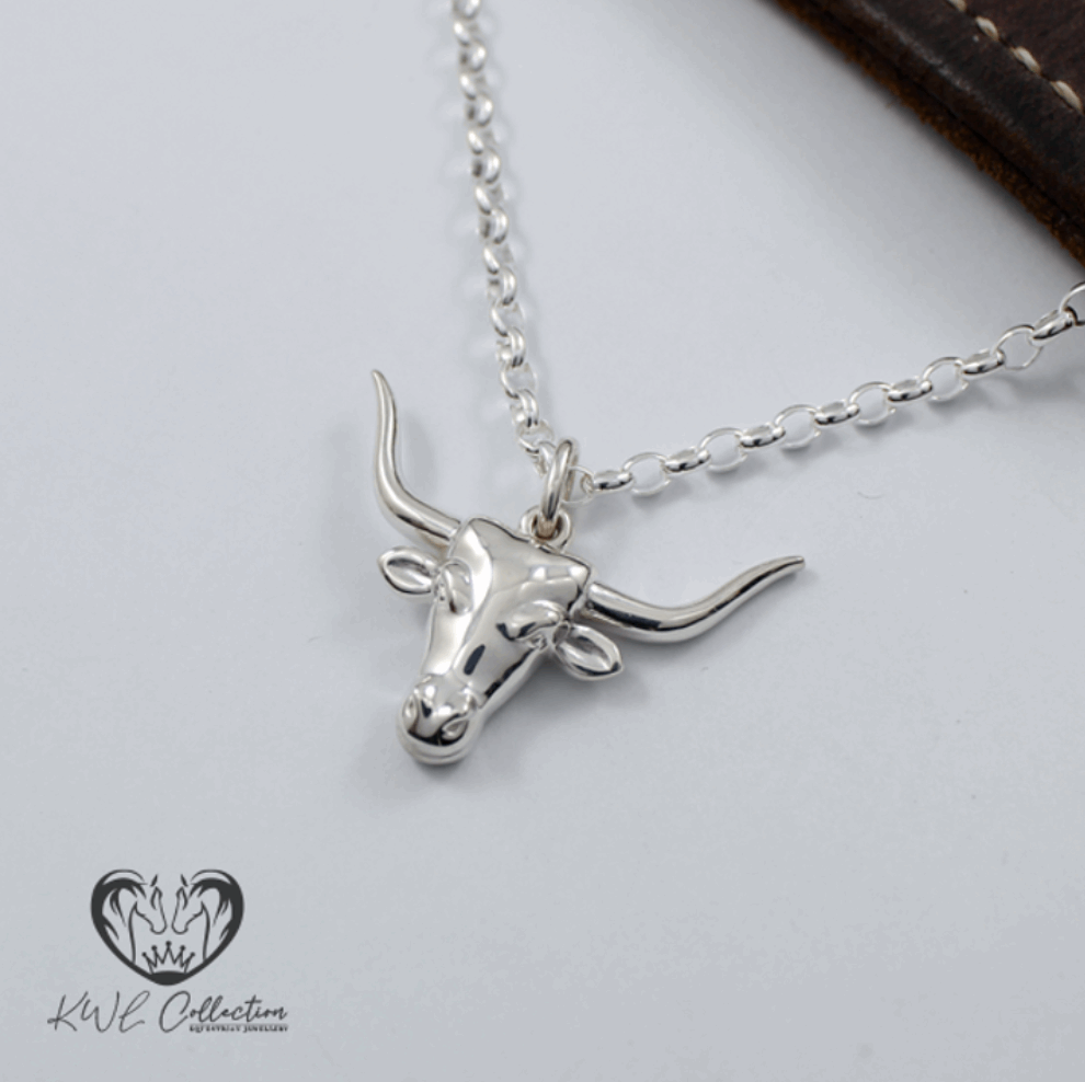 KWL: Sterling Silver LongHorn Cow Skull pendant - P418