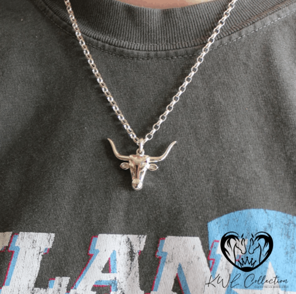 KWL: Sterling Silver LongHorn Cow Skull pendant - P418