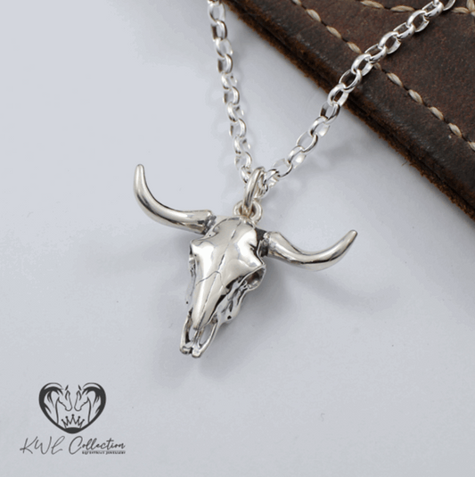 KWL: Sterling Silver LongHorn Cow Skull pendant - P415