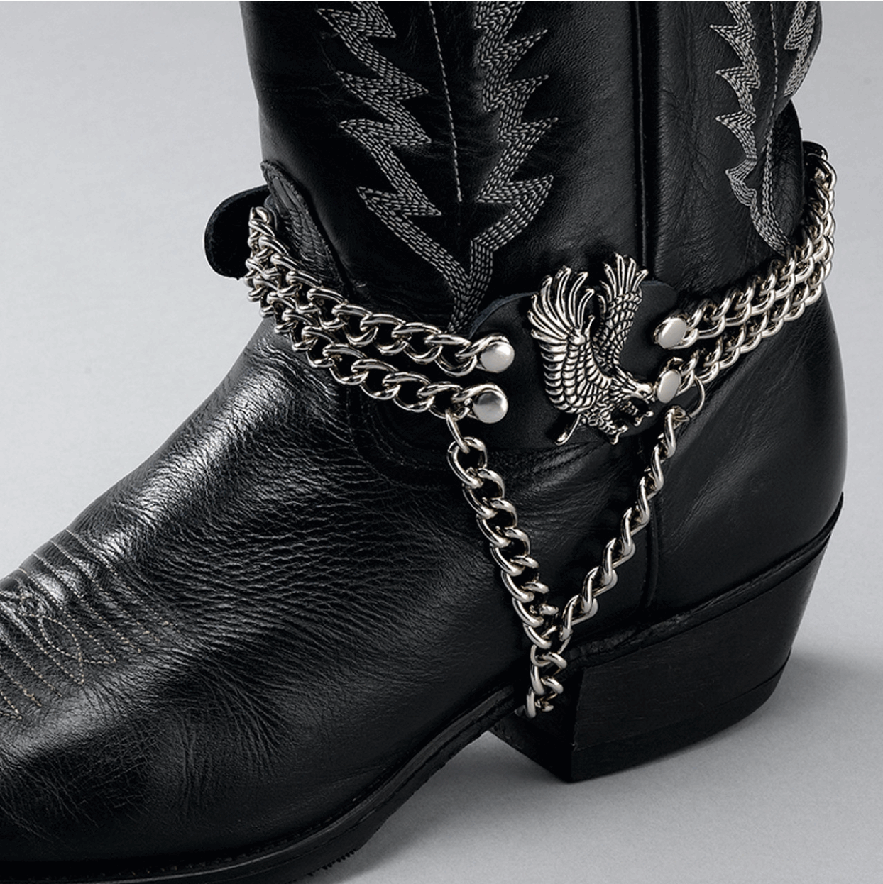 Black Leather Boot Chain w Eagle