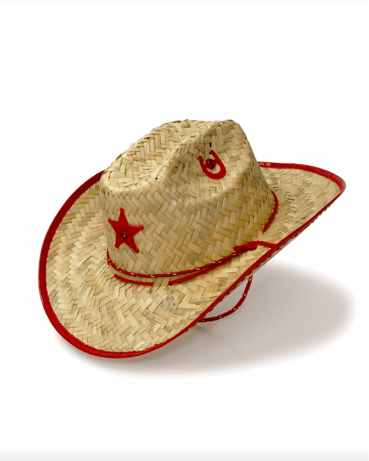 Kids Straw Sheriff Hat - RED