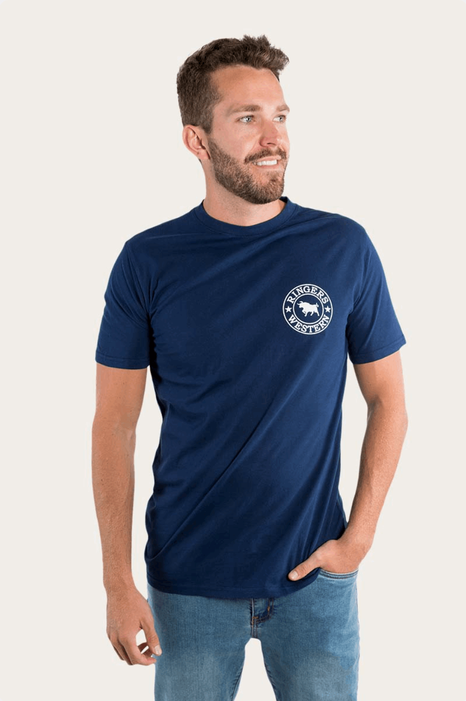 Ringers Western: Mens Signature Bull Tee - NAVY