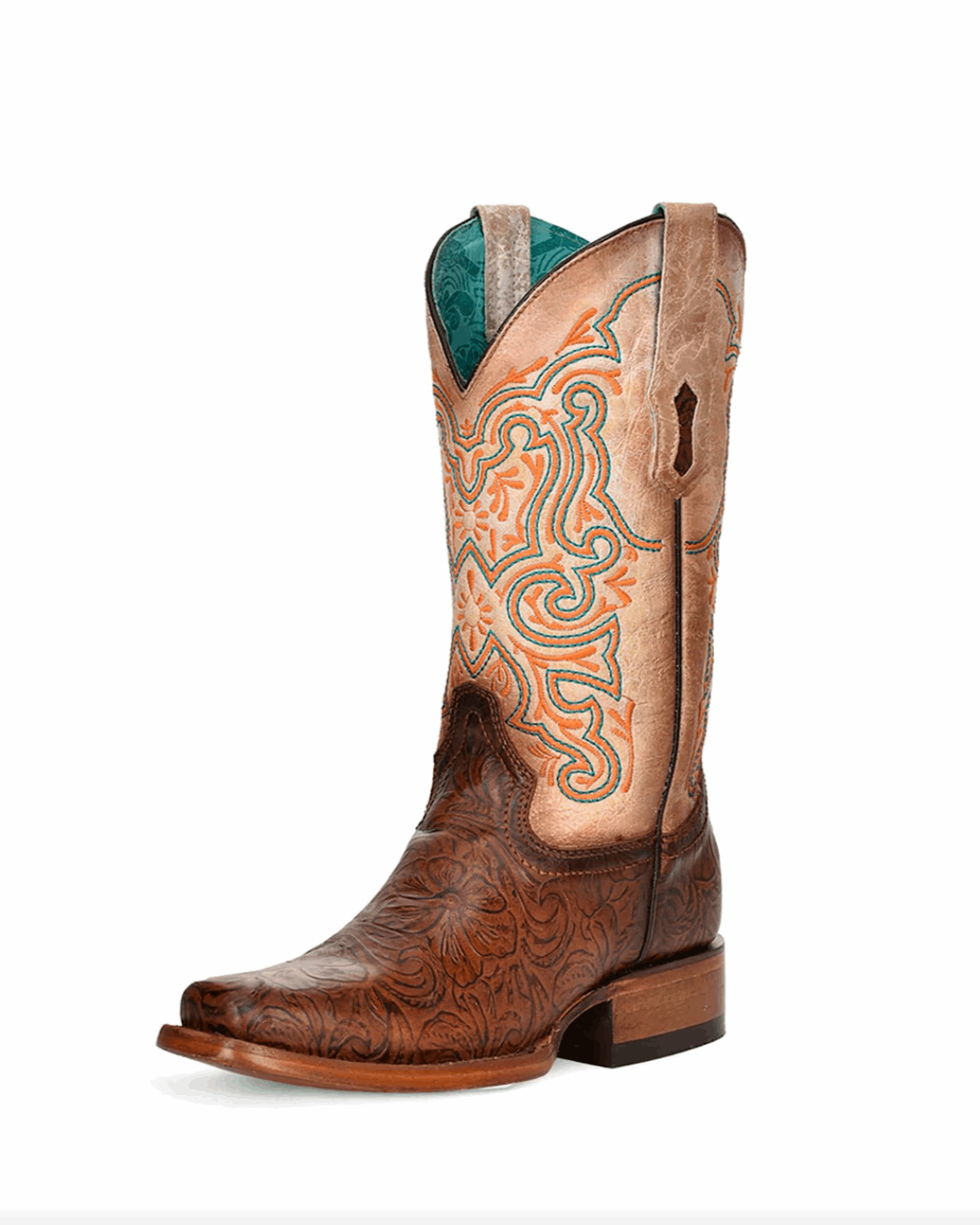 Corral: Ladies Brown/White Embroidery