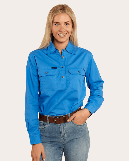 Ringers Western: Ladies Pentecost Work Shirt - Blue