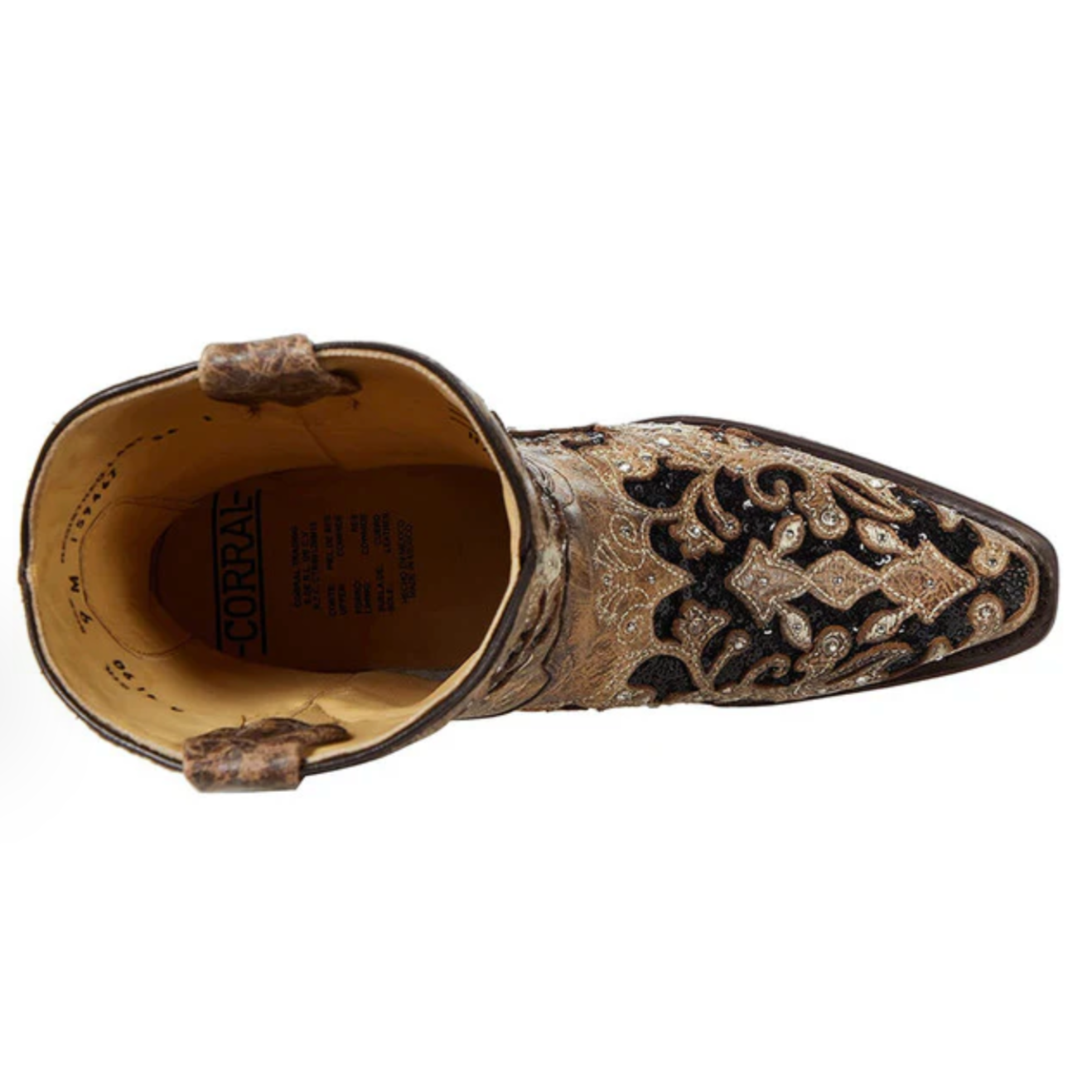 Decorative boot with intricate patterns on a white background