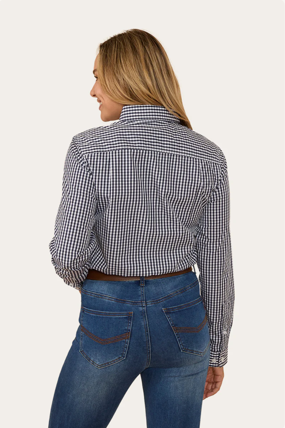 Ringers Western: Ladies Davidson Gingham Dress Shirt -  Navy