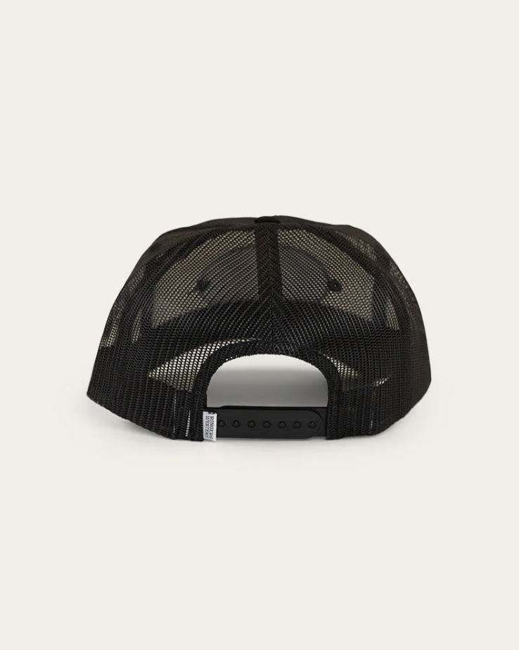 Black mesh cap on a light gray background