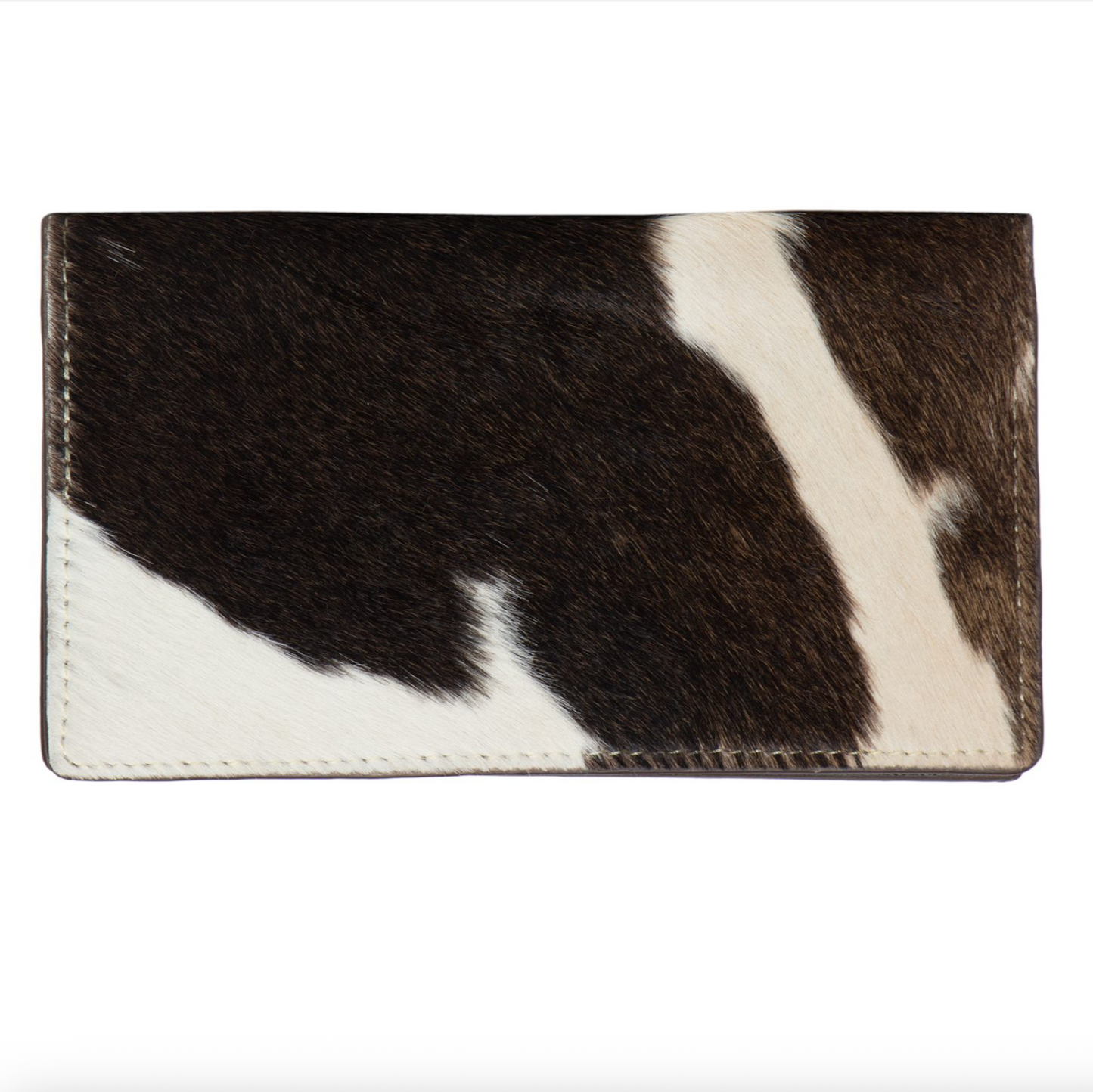 Cow print wallet on a white background
